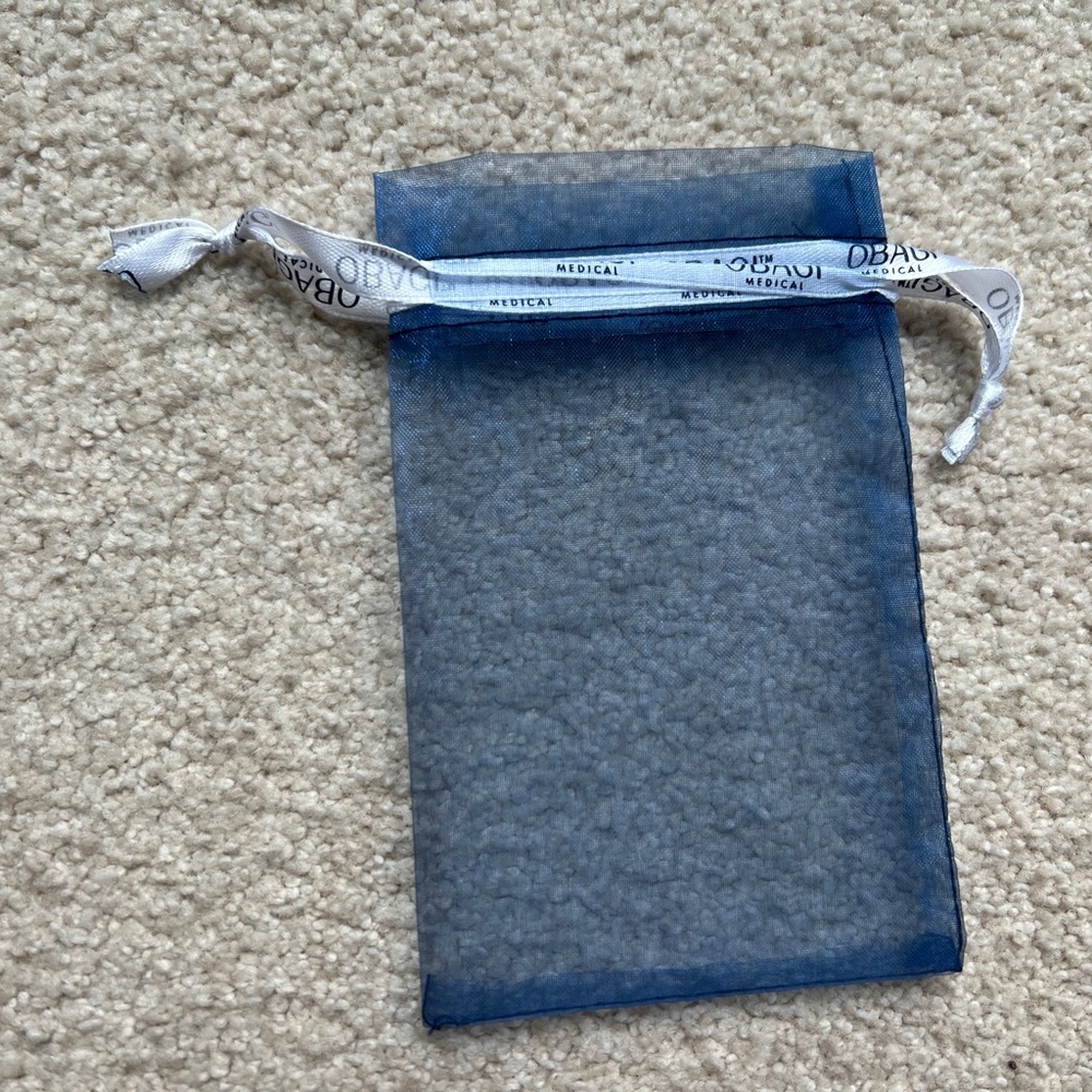 Obagi Blue Drawstring Organza Bag Jewelry Pouch Wedding Party Gift Bag 6” X4”